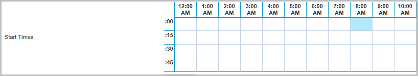 Example: Define start times for shifts