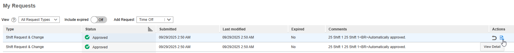 View detail of a request