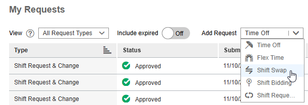 Add Shift Swap Request