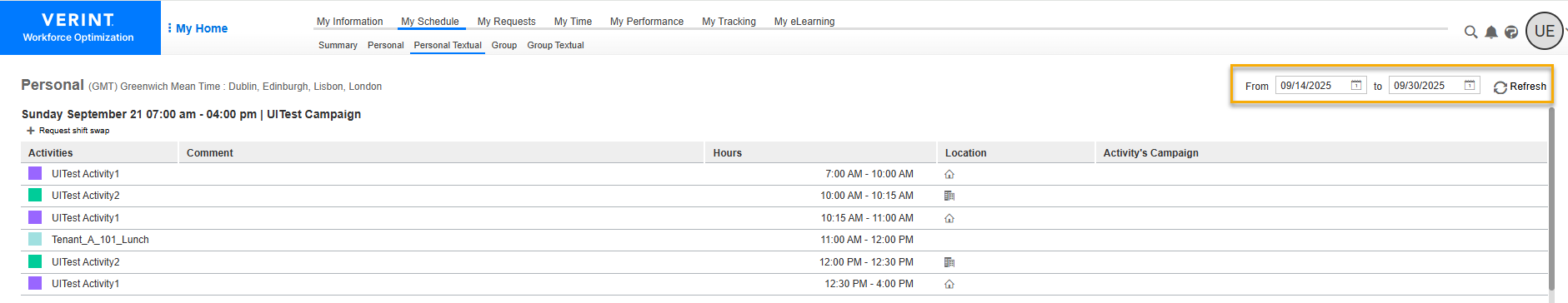 Personal Textual - Enter Date Range