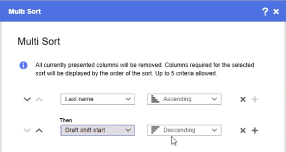 multi sort attribute selection