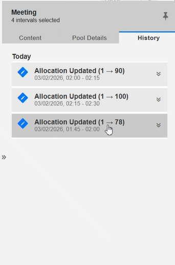 History tab of View Details