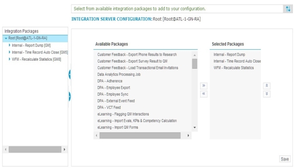Integration Server Configuration page